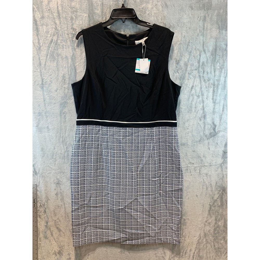 Kasper Womens Black Tweed Sheath Dress Sleeveless Business Formal 16 10924417-22